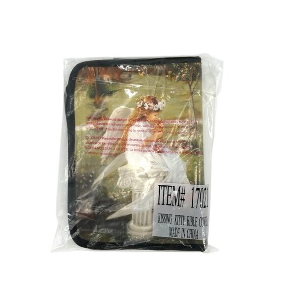 Sandra Kuck Angel Kissing Kitty Bible Book Cover Case Zips Handle Pocket 7.5x10” - Picture 8 of 10